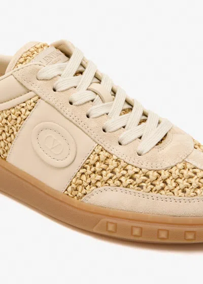 Valentino Garavani Upvillage Sneakers In Woven Raffia In Neutral