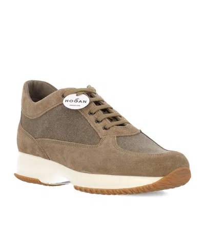 Hogan Interaction Panelled Sneakers In Brown