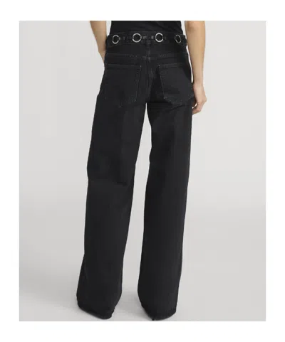 Frame The O-ring Stroll Embellished Leather-trimmed High-rise Wide-leg Jeans In Multi