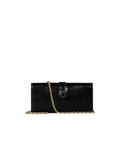 Gucci Jackie Brieftasche Aus Pythonleder Mit Kette In Black