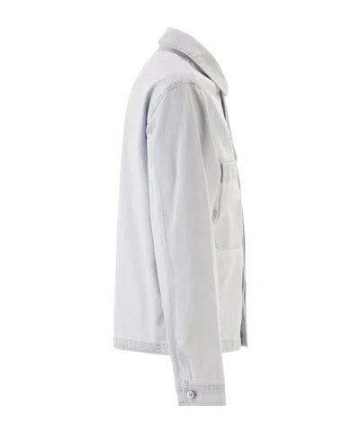 Stone Island Point Collar Jacket Long Sleeves Buttons In White