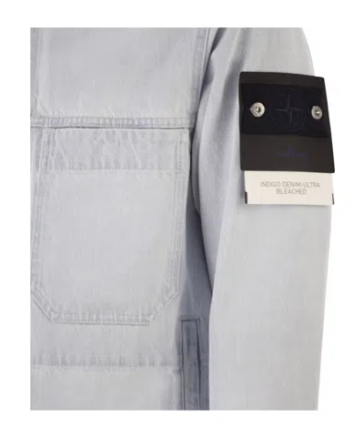 Stone Island Point Collar Jacket Long Sleeves Buttons In White