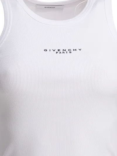 Givenchy White Sleeveless Top With Logo Lettering On The Front In Cotton Stretch Woman In White