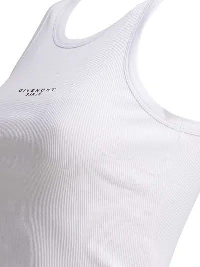 Givenchy White Sleeveless Top With Logo Lettering On The Front In Cotton Stretch Woman In White