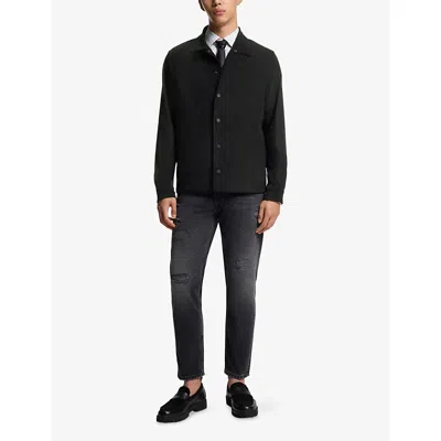 Hugo Boss Oversize-fit Shirt In Cotton Twill With Patch Pockets In Black