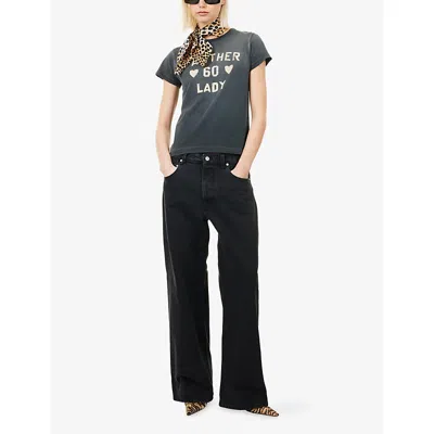 Valentino Womens Nero Betulla Printed Short-sleeves Cotton-jersey T-shirt In Gray