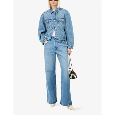 Jacquemus Classic Cotton Denim Jacket With Tailored Hem And Chest Pockets In Blue