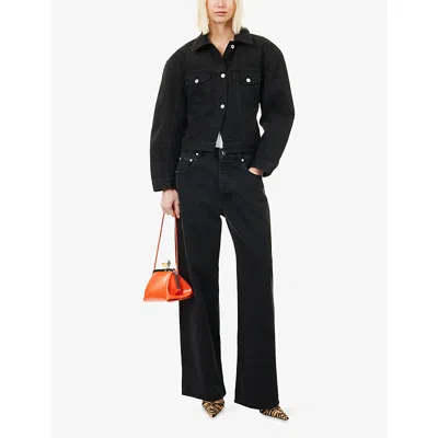 Jacquemus La Veste De Nimes Black Jacket With Rear Belt In Denim Woman In Black