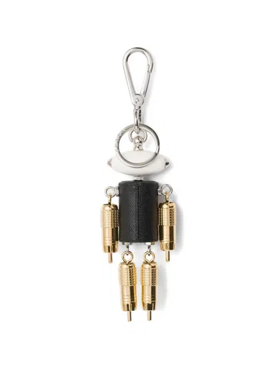 Prada Robot Leather Keyring Charm In Multi