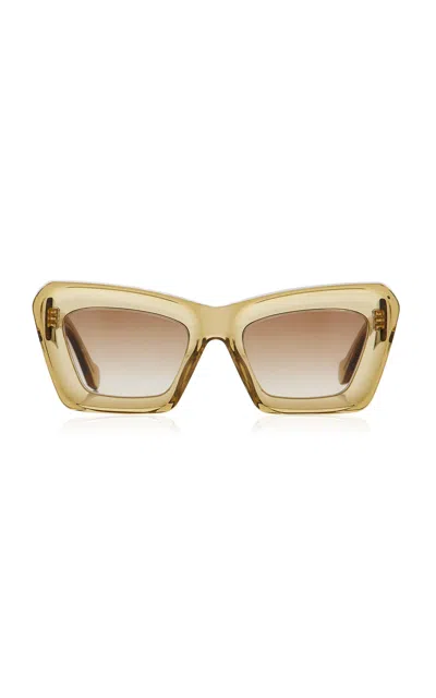 Loewe Womens Transparent Olive Beveled Cat-eye Acetate Sunglasses In Green