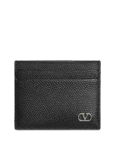 Valentino Garavani Vlogo Signature Garnet Calfskin Card Holder Accessories In Black