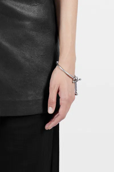 Ann Demeulemeester Naemi Slim Bracelet With Chain In Metallic