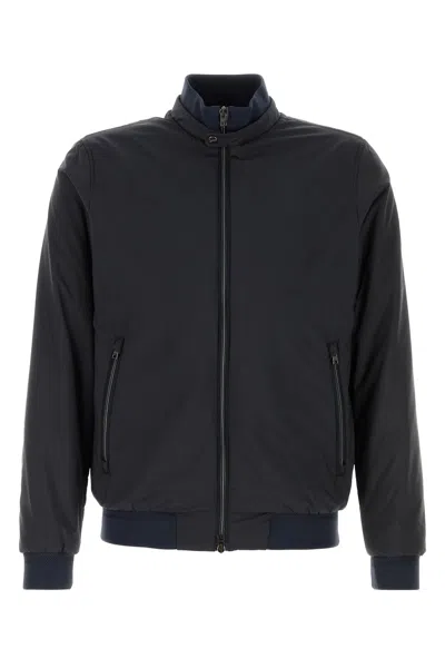 Herno Jacket High Collar Side Zip Pockets In Black