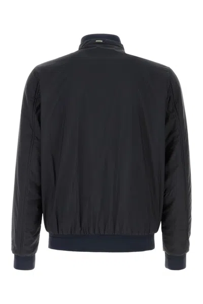 Herno Jacket High Collar Side Zip Pockets In Black