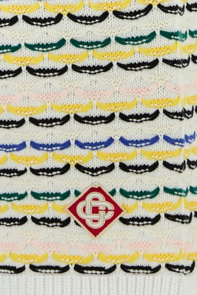 Casablanca Men White Crochet Cotton Tuck Stitch Shorts In Multi