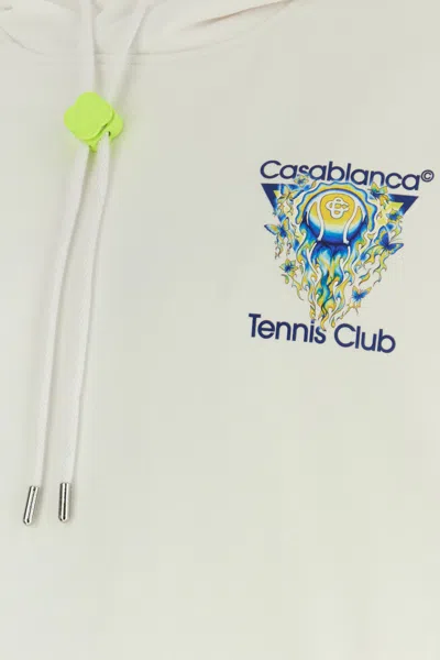 Casablanca Tennis Club Logo-print Hooded Cotton Sweatshirt In White