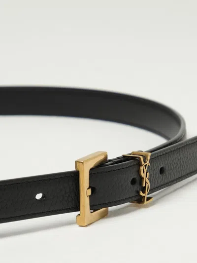 Saint Laurent Cassandre Thin Belt In Black