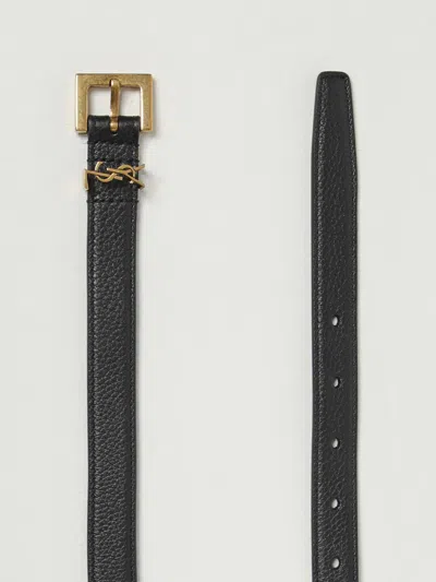 Saint Laurent Cassandre Thin Belt In Black