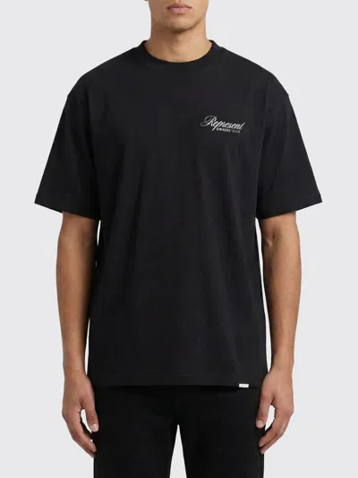 Represent Black Crewneck T-shirt With With Front And Back Owners Club Print In Cotton Man In Black