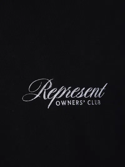 Represent Black Crewneck T-shirt With With Front And Back Owners Club Print In Cotton Man In Black