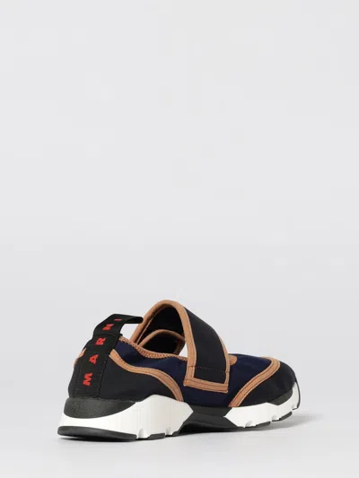 Marni Dark Blue And Black Mary Jane Running Polyamide Sneakers In Multi