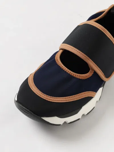 Marni Dark Blue And Black Mary Jane Running Polyamide Sneakers In Multi