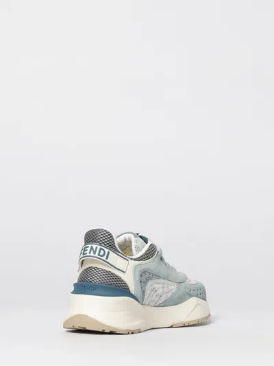 Fendi Flow Mesh Sneakers Perforated Design Rubber Sole In Blue