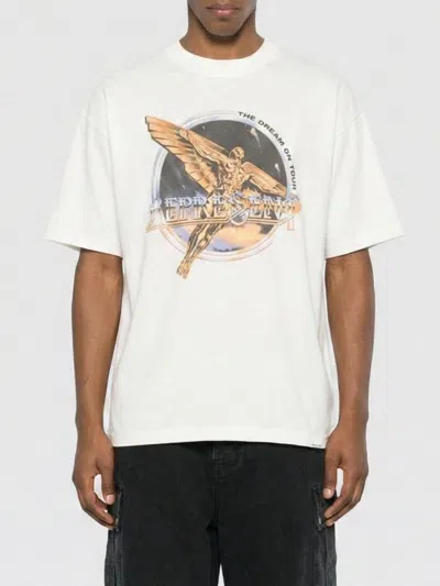 Represent White Crew Neck T-shirt With Graphic Print On Front And Back In Cotton Man In Multi