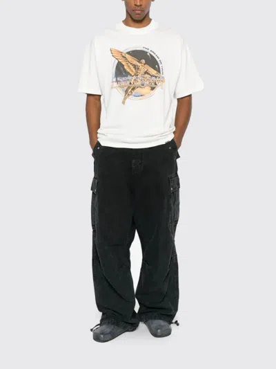 Represent White Crew Neck T-shirt With Graphic Print On Front And Back In Cotton Man In Multi