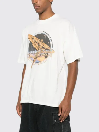 Represent White Crew Neck T-shirt With Graphic Print On Front And Back In Cotton Man In Multi