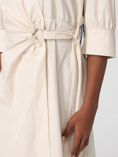 Pinko Wrap Dress Knee Length Puff Sleeves In Neutral