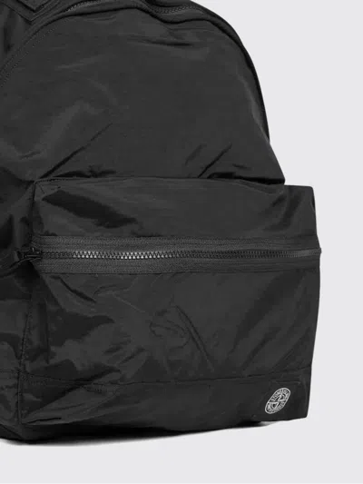 Stone Island Backpack Adjustable Straps Front Zip Pocket Top Handle In Black