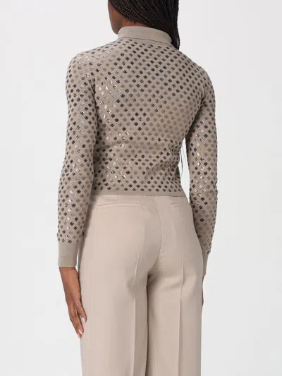 Max Mara Ragno Sequin Embellished Virgin Wool Cardigan In Brown