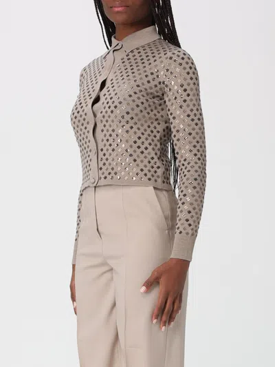 Max Mara Ragno Sequin Embellished Virgin Wool Cardigan In Brown