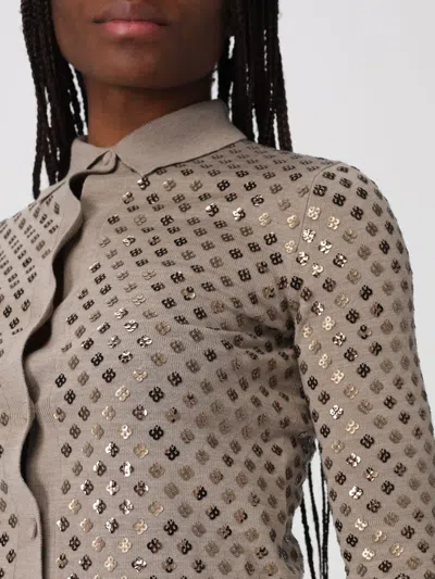 Max Mara Ragno Sequin Embellished Virgin Wool Cardigan In Brown