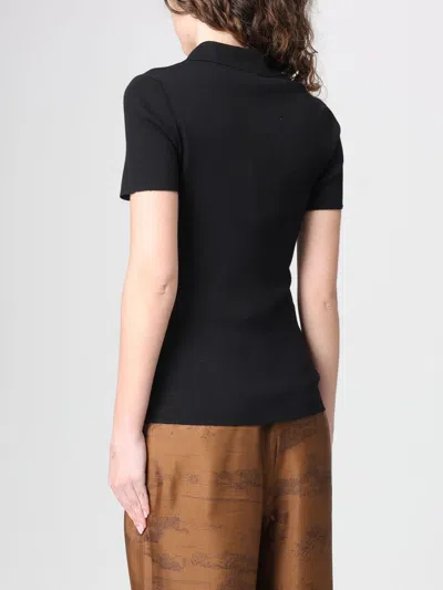 Max Mara Albero Dark Blue Virgin Wool Polo Shirt In Black