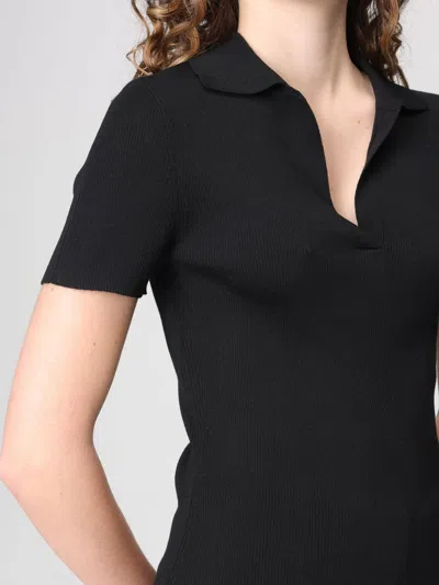 Max Mara Albero Dark Blue Virgin Wool Polo Shirt In Black