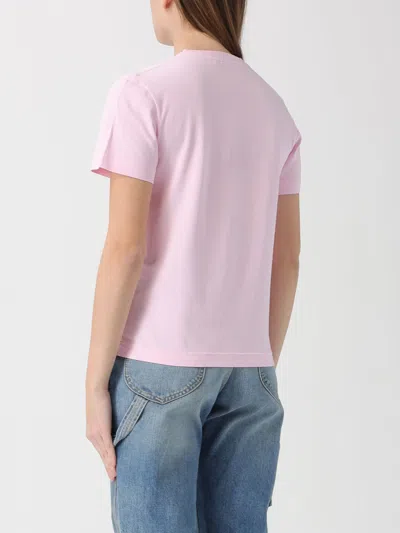 Jacquemus Pink Crew Neck T-shirt With Logo Patch On The Front In Cotton Woman