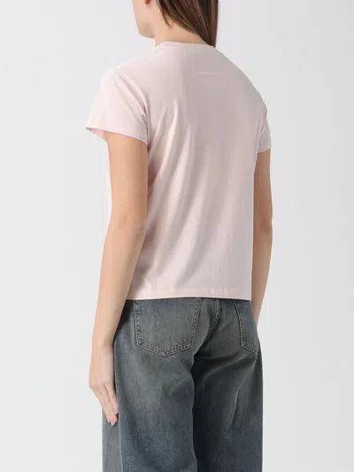 Mm6 Maison Margiela Crew Neck Short Sleeve Cotton Jersey Top In Pink