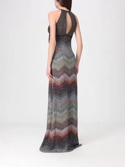 Missoni Long Halter-neck Dress In A Greek-style Zigzag Knit With Sequins Clothing In Multi