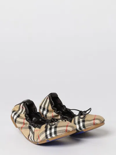 Burberry Women Fawn Ballerinas With Traditional Check Motif In Multi