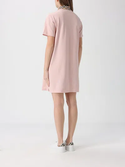 Burberry Piquet Polo Dress Checked Collar Short Sleeves In Pink