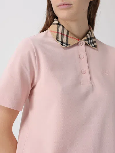 Burberry Piquet Polo Dress Checked Collar Short Sleeves In Pink