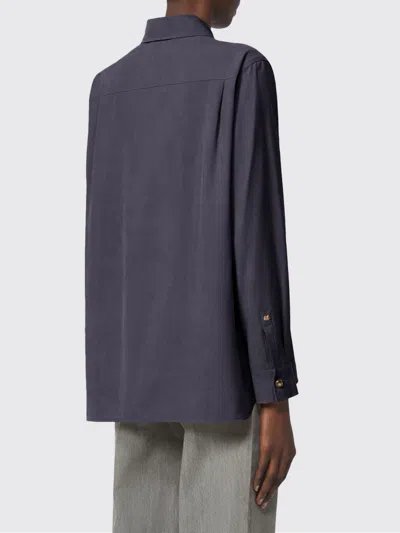 Max Mara Mxmsiamese Collared Shirt Long Sleeves Pocket In Gray