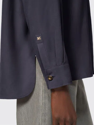 Max Mara Mxmsiamese Collared Shirt Long Sleeves Pocket In Gray