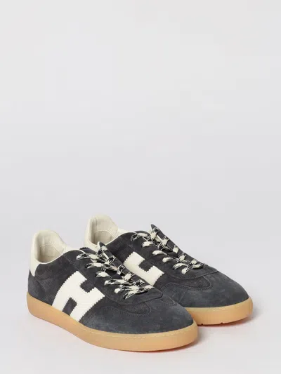 Hogan Navy Suede Leather H Sneakers In Black
