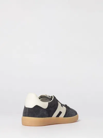 Hogan Navy Suede Leather H Sneakers In Black