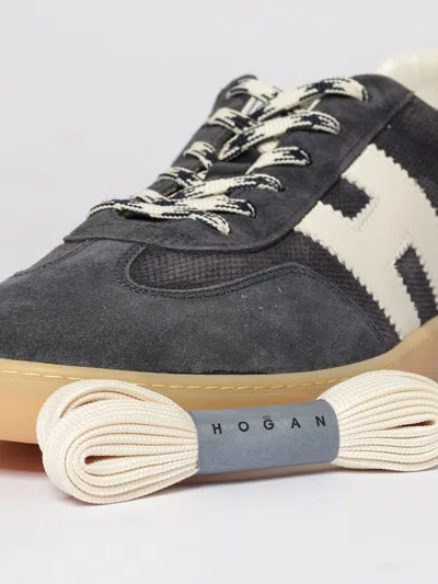Hogan Navy Suede Leather H Sneakers In Black