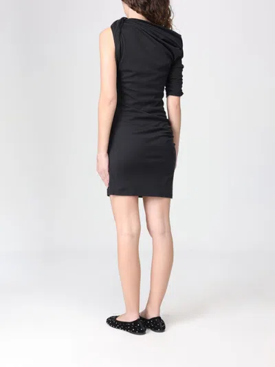Jacquemus Asymmetrical One-shoulder Bodycon Mini Dress With Ruched Sleeve In Black