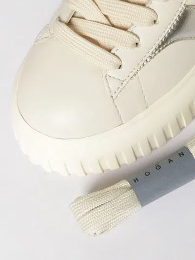 Hogan Women Silver H-stripes Leather Sneakers, 7.5 Luxury Sneakers For Women Darveys In White
